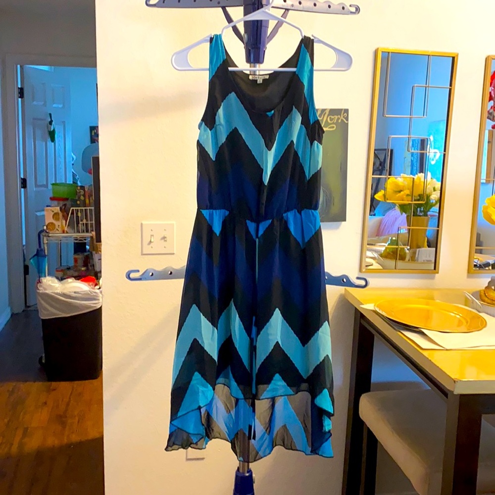 Blue and Black Chevron dress